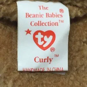 Ty Toys Ty Original Beanie Baby Curly Brown Bear Red Bow Plush